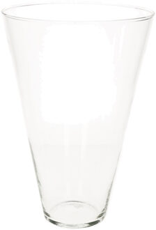 Hakbijl glass Transparante home-basics conische vaas/vazen van glas 30 x 19 cm