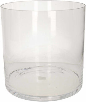 Hakbijl glass Transparante home-basics cylinder vaas/vazen van glas 30 x 30 cm