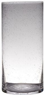Hakbijl glass Transparante home-basics cylinder vorm vaas/vazen van bubbel glas 40 x 19 cm