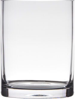 Hakbijl glass Transparante home-basics cylinder vorm vaas/vazen van glas 15 x 12 cm