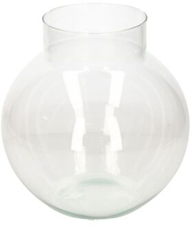 Hakbijl glass Transparante ronde vaas/vazen van glas 23 x 23 cm - Vazen Bruin