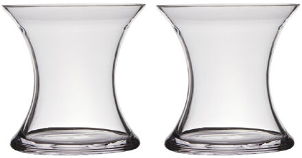 Hakbijl glass Vaas - 2x - transparant - x-vorm - glas - d24 x h28 cm - bloemen - boeketten - siertakken