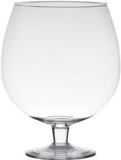 Hakbijl glass Vaas Brandy - op voet - transparant glas - 10l - 38 cm