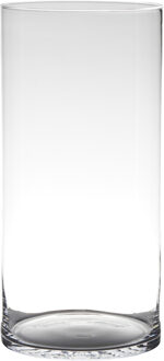 Hakbijl glass Vaas - cilinder - glas - 19 x 40 cm Transparant