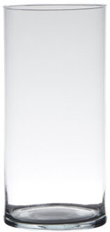 Hakbijl glass Vaas - cilinder - glas - helder - 30 x 12 cm - bloemenvaas