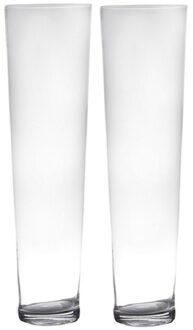 Hakbijl Glass vaas - Set van 2x stuks - 70 x 19 cm - basic conisch model - transparant - bloemenvaas