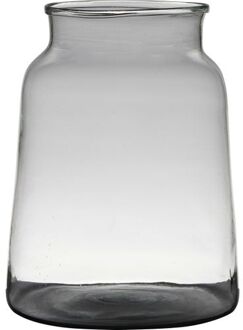 Hakbijl glass Vaas - transparant - gerecycled glas - 30 x 23 cm Grijs