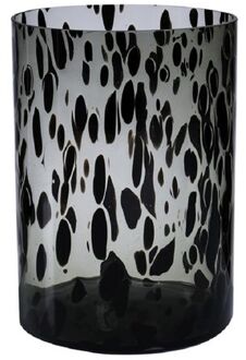 Hakbijl glass Vaas - zwart - bloemen - glas - 30 x 19 cm Transparant