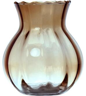 Hakbijl glass Yves Swirl Buikvaas taupe Ø11xh13cm