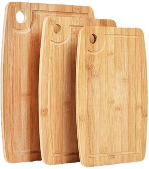 Hakblok Gezonde En Milieuvriendelijke Bamboe Snijplank Met Opknoping Gat Voor Vlees Kaas Fruit Groenten L 33cmx24cm