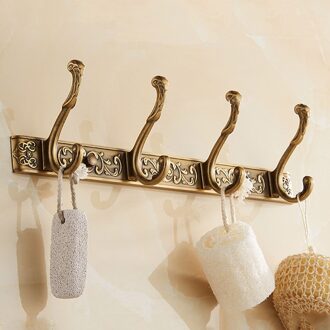 Haken Kleerhanger Deur Haken Klassieke Robe Haken Luxe Badkamer Muur Carving Antieke Gewaad Haak Badkamer Accessoires 4/5 Rij 4 hooks