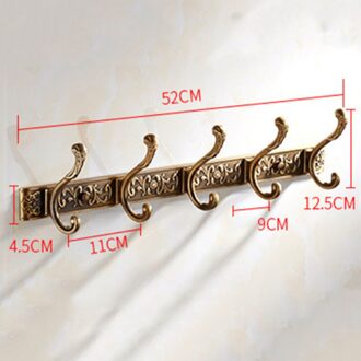 Haken Kleerhanger Deur Haken Klassieke Robe Haken Luxe Badkamer Muur Carving Antieke Gewaad Haak Badkamer Accessoires 4/5 Rij 5 hooks