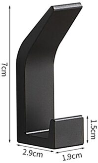 Haken Op De Muur Voor Opknoping Handdoeken Sleutel Kleding Dubbele Haak Rail Gewaad Haak Jas Voor Badkamer Woonkamer Keuken Accessoires zwart 1stk