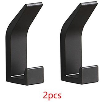 Haken Op De Muur Voor Opknoping Handdoeken Sleutel Kleding Dubbele Haak Rail Gewaad Haak Jas Voor Badkamer Woonkamer Keuken Accessoires zwart 2stk