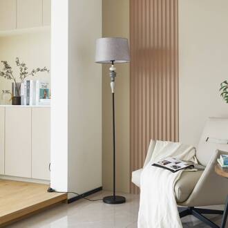 Haldorin vloerlamp, grijs/zwart, textiel, 157 cm grijs, zwart