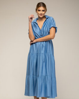 Half doorschijnende jurk Blauw