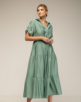 Half doorschijnende jurk Groen