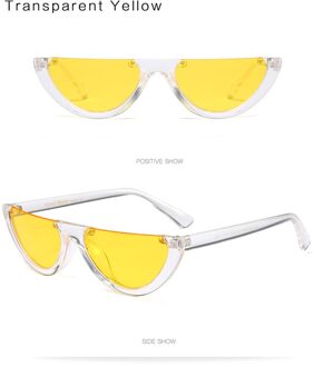 Half Frame Unieke Vrouwen Zonnebril Mode Vrouwelijke Shades Transparant Clear Zwart Rood Óculos Zonnebril Dames geel