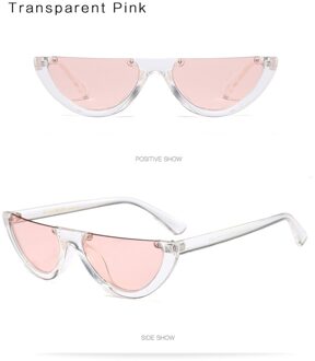 Half Frame Unieke Vrouwen Zonnebril Mode Vrouwelijke Shades Transparant Clear Zwart Rood Óculos Zonnebril Dames roze