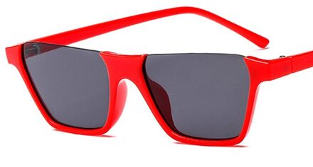 Half Frame Vrouwen Vierkante Zonnebril Mode Kleur Mannen Zonnebril Dames Clear Lens Blauw Rood Frame c2red