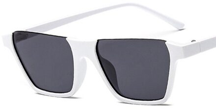 Half Frame Vrouwen Vierkante Zonnebril Mode Kleur Mannen Zonnebril Dames Clear Lens Blauw Rood Frame c3white