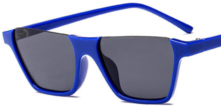 Half Frame Vrouwen Vierkante Zonnebril Mode Kleur Mannen Zonnebril Dames Clear Lens Blauw Rood Frame c4blue