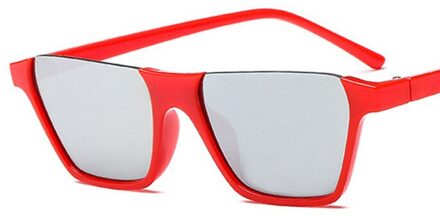 Half Frame Vrouwen Vierkante Zonnebril Mode Kleur Mannen Zonnebril Dames Clear Lens Blauw Rood Frame c5silver