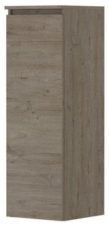 half hoge kast 1 deur links/rechts greeploos houten keerlijst en 2 glazen planchettes 35x37x106cm, greige eiken