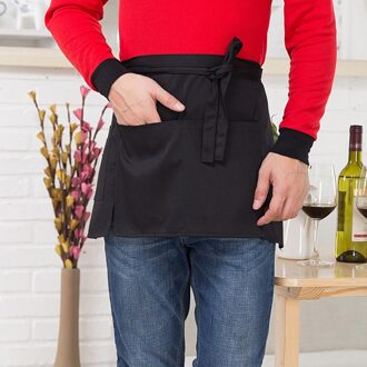 Half-Lengte Korte Taille Schort Met Pocket Catering Chef Ober Bar Household Cleaning Tools & Accessoires # W zwart