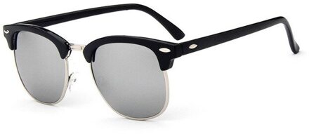 Half Metalen Zonnebril Mannen/Vrouwen Retro Klinknagel Lens Klassieke Zonnebril Vrouwelijke Oculos UV400 C1