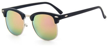 Half Metalen Zonnebril Mannen/Vrouwen Retro Klinknagel Lens Klassieke Zonnebril Vrouwelijke Oculos UV400 C4