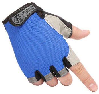 Half Vinger Fietsen Handschoenen Anti Slip Fiets Rijden Handschoenen Lycra Ademende Mtb Weg Mountainbike Fietsen Sport Handschoenen Zomer Blauw / L