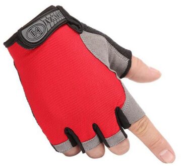 Half Vinger Fietsen Handschoenen Anti Slip Fiets Rijden Handschoenen Lycra Ademende Mtb Weg Mountainbike Fietsen Sport Handschoenen Zomer Rood / L