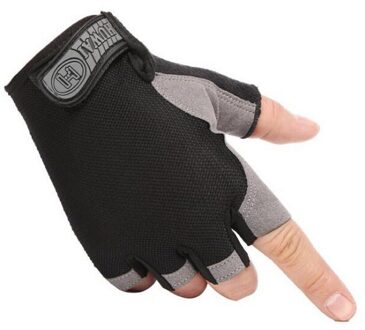 Half Vinger Fietsen Handschoenen Anti Slip Fiets Rijden Handschoenen Lycra Ademende Mtb Weg Mountainbike Fietsen Sport Handschoenen Zomer zwart / L