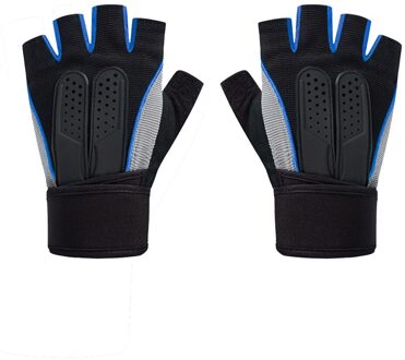 Half Vinger Prestaties Gewichtheffen Vingerloze Handschoenen Training Gym Workout blauw M