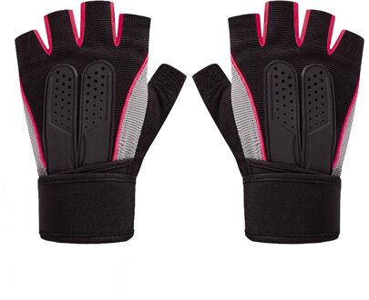 Half Vinger Prestaties Gewichtheffen Vingerloze Handschoenen Training Gym Workout roze L