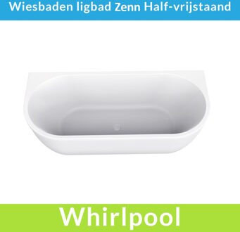 Half Vrijstaande Whirlpool Wiesbaden Zenn 180x80x58 cm Luchtsysteem Met Gunmetal Jets Glans Wit Wit Chroom