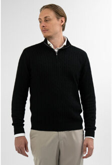 Half zip cashmere blend - - maat L Zwart