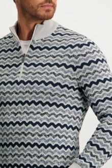 Half Zip Grijsblauw Print - XXL