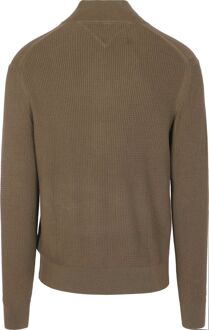 Half Zip Kabel Pullover Olijfgroen - XL,XXL