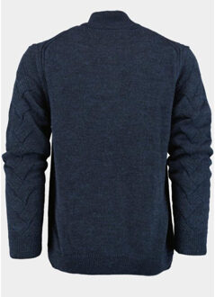 Half zip met stoere ingebreide kabel 1151/103 indigo Blauw - L