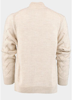 Half zip met stoere ingebreide kabel 1151/4 ecru Beige - XXL