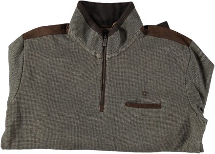 Half Zip Pullover Bi-Color Suede Details  XL Beige, Bruin