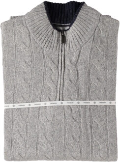 Half Zip Pullover Premium Cable Grey  L Grijs