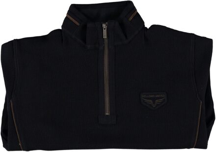 Half Zip Pullover Waffle Mixed Fabric Navy  L