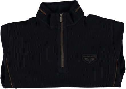 Half Zip Pullover Waffle Mixed Fabric Navy  XL