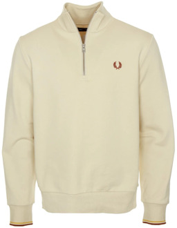 Half-Zip Sweatshirt met Logo Borduursel Fred Perry , Beige , Heren - L,S