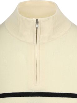 Half-Zip Trui Breton Stripe Ecru Wit - L,M,S,XL,XXL