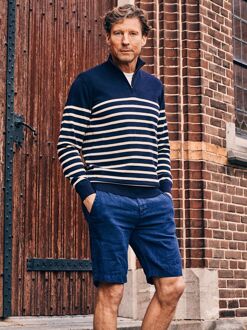 Half-Zip Trui Breton Stripe Navy Donkerblauw - L,M,S,XL,XXL