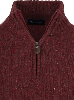 Half Zip Trui Donnegal Tweed Eco Wool Bordeaux Rood - 3XL